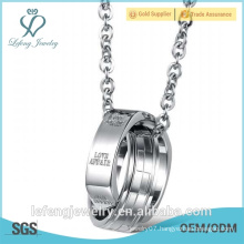 2016 New arrival high quality stainless steel necklace with circle pendant for lovers